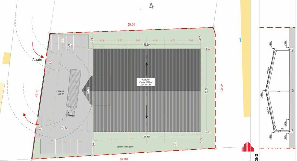 A louer bâtiment de 1000m² en BEFA