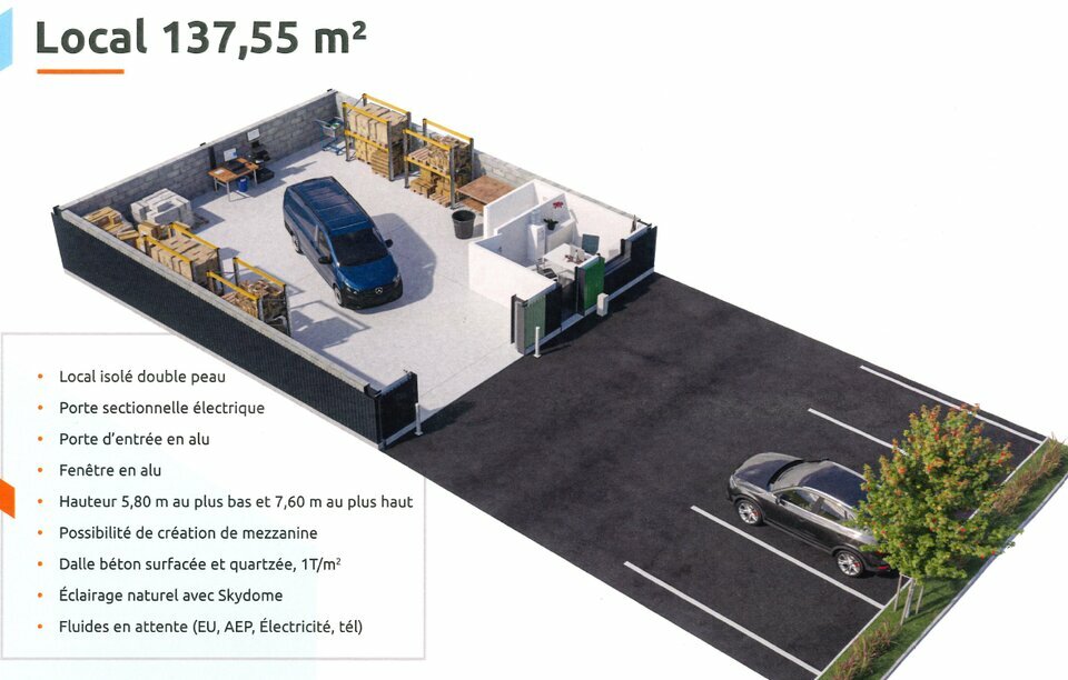 A louer Locaux d'activité 137m² Quimper